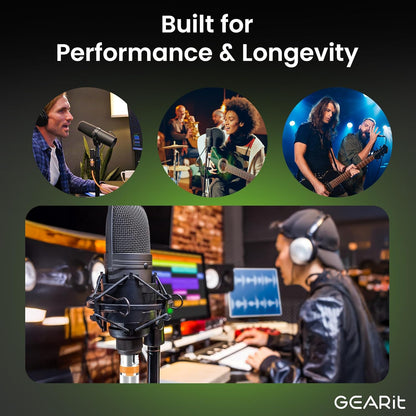 GEARit XLR Male to Female Microphone Cable (10 Feet, 6-Pack) 3-Pin Balanced Shielded Mixer, Recording Studio, Podcast - Black - PuriLite