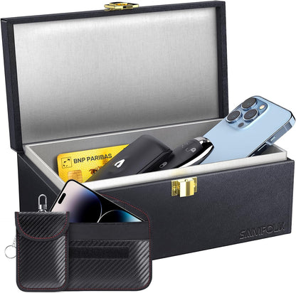Samfolk Faraday Box with Faraday Pouchs, Faraday Box for Car Keys,RFID Key Fob Protector Anti-Theft Key Fob Box, Anti-Theft Cages for Car Keys, Phone and Credit Card - PuriLite