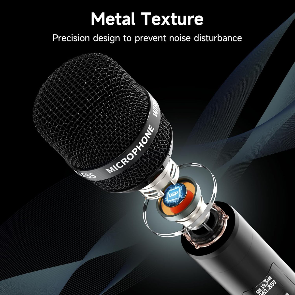 Wireless Microphone, Wireless Mic with One-to-One Chip Connection, 40H Rechargeable Battery, 200FT Range, Plug and Play, Ergonomic Design,Less Latency Microphone for Singing, Speech, Party - PuriLite