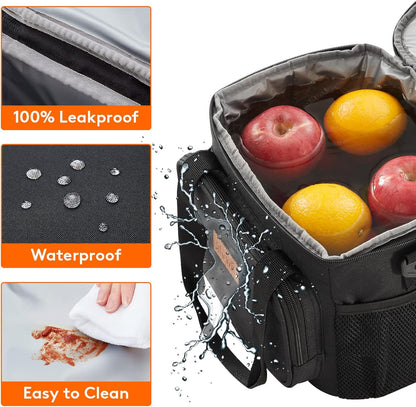 Lifewit Large Lunch Bag for Adults, 24-Can 15L Insulated Lunch Box Leakproof Soft Cooler Cooling Tote for Men Women, Waterproof Reusable Cooler Bags for Work Office Outdoor Picnic Camping, Black - PuriLite