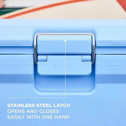 Coleman Pro Heavy-Duty Ultra-Light Premium Hard Cooler, 92/74/36-Can Capacity, Extra-Thick Insulation Keeps Ice up to 5/4/3 Days, 55-Quart Wheeled Cooler or 45/25 qt (No Wheels), Blue Sky - PuriLite