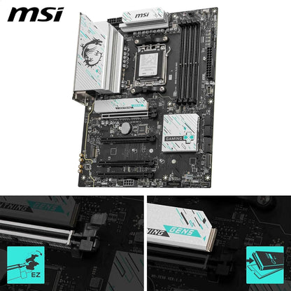 MSI B850 Gaming Plus WiFi Gaming Motherboard (AMD Ryzen 9000/8000/7000 Series Processors, AM5, DDR5, PCIe 4.0, M.2, SATA 6Gb/s, USB 3.2 Gen 2, HDMI/DP, Wi-Fi 6E, Bluetooth 5.3, 2.5Gbps LAN, ATX) - PuriLite