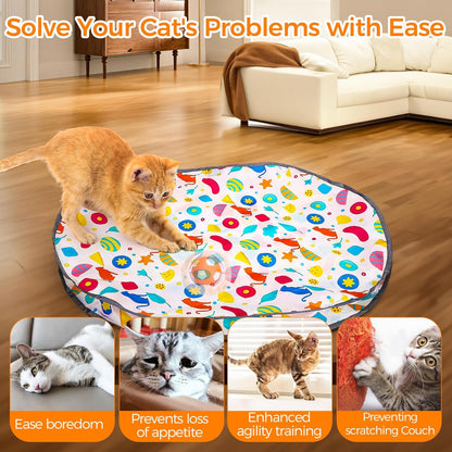 VIWIK Interactive Cat Toys for Indoor Cats, Hide and Seek Mouse Catching Game Cat Ball Toy, Automatic Motion Activated Kitten Toys, Low Noise Fast Rolling Ball in Play Mat for Bored Adult Cats - PuriLite