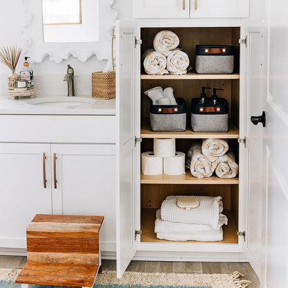 OrganiHaus Large Fabric Storage Baskets for Shelves 3 Pack, 15x11in Closet Storage Bins for Shelves, Cloth Baskets, Fabric Storage Cubes, Linen Closet Organizers, Fabric Basket, White Basket - PuriLite