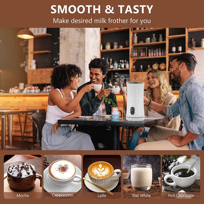 Milk Frother Electric,FLEVO 4 in 1 Automatic Milk Frother,240ml Hot&Cold Milk Foamer,with Temperature Control for Latte,Cappuccinos,Macchiato,Silent Operation - PuriLite