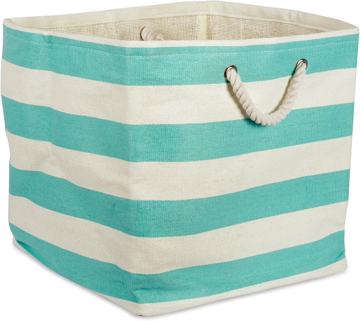 DII Storage Basket or Bin, Collapsible & Convenient Storage Solution for Office, Bedroom, Closet, Toys, Laundry (Large) - Pink Rugby Stripe - PuriLite