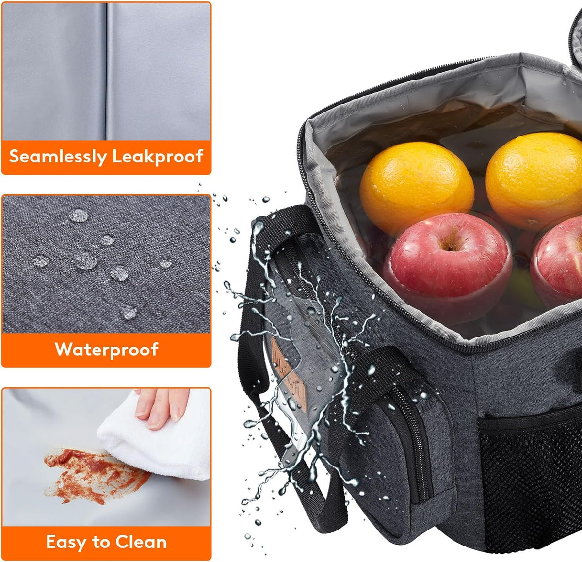 Lifewit Large Lunch Bag for Adults, 24-Can 15L Insulated Lunch Box Leakproof Soft Cooler Cooling Tote for Men Women, Waterproof Reusable Cooler Bags for Work Office Outdoor Picnic Camping, Black - PuriLite