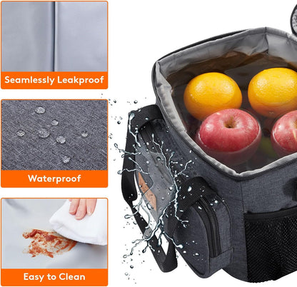 Lifewit Large Lunch Bag for Adults, 24-Can 15L Insulated Lunch Box Leakproof Soft Cooler Cooling Tote for Men Women, Waterproof Reusable Cooler Bags for Work Office Outdoor Picnic Camping, Black - PuriLite