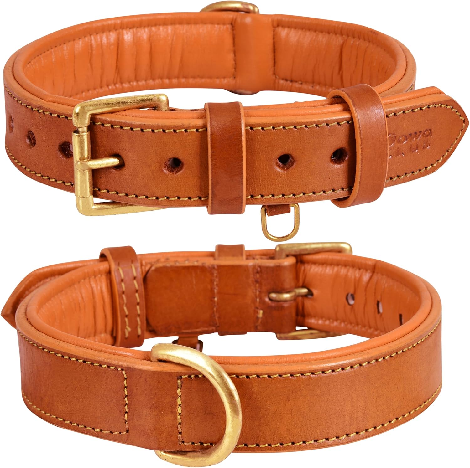 DowgClub | Genuine Leather Dog Collar | Full Grain, Heavy Duty | Comfortable, Strong | Best for Pups, Small, Medium & Large Breeds | Pink, Brown, Black, Tan - PuriLite