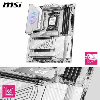 MSI MPG X870E Edge TI WiFi Gaming Motherboard (AMD Ryzen 9000/8000/7000 Series Processors, AM5, DDR5, PCIe 4.0, M.2, SATA 6Gb/s, USB 3.2 Gen 2, HDMI/DP, Wi-Fi 7, Bluetooth 5.3, 2.5Gbps LAN, ATX) - PuriLite