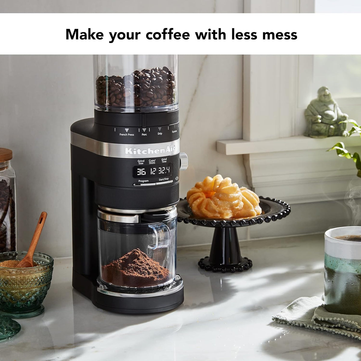 KitchenAid Burr Coffee Grinder, Black Matte, KCG8433BM - PuriLite