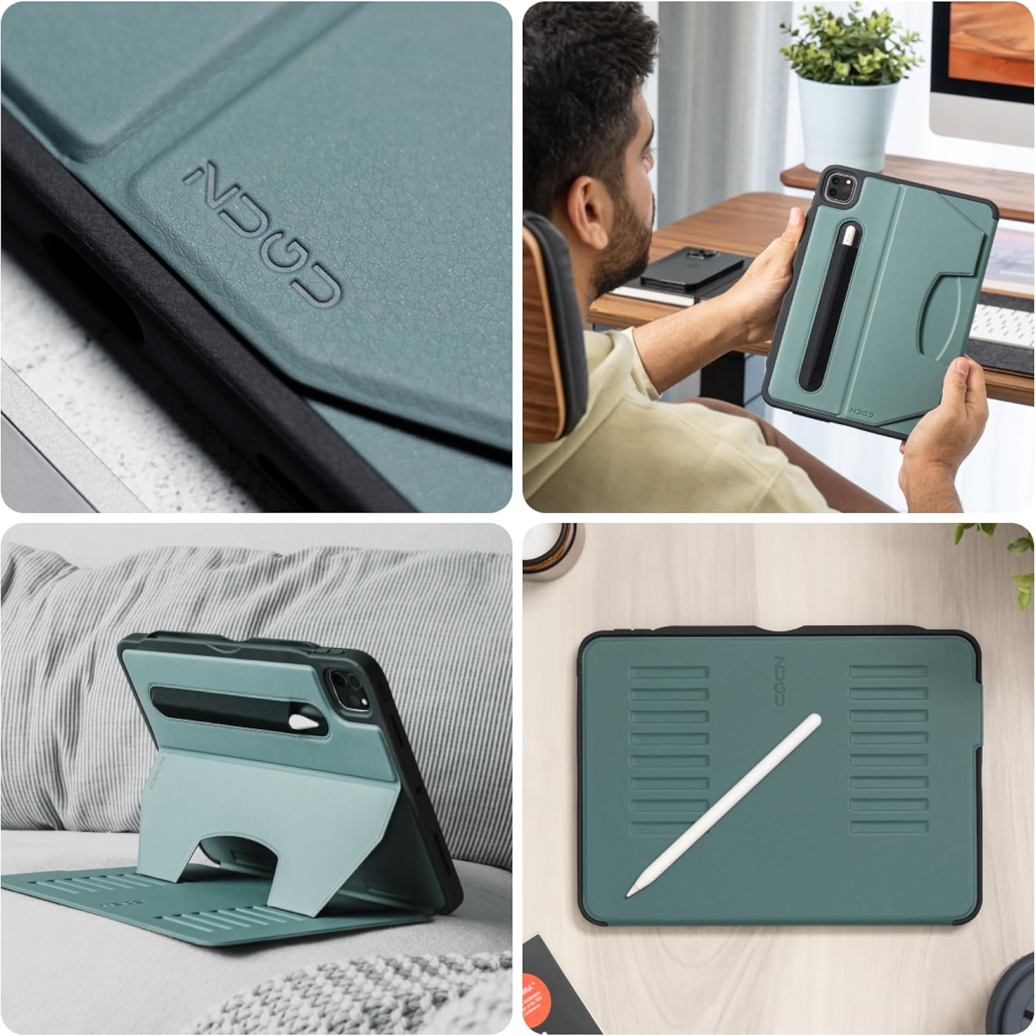 ZUGU iPad Pro 12.9 Case 2022/2021 6th & 5th Generation - Ultra Slim Protective Cover - Wireless Apple Pencil Charging - Convenient 10-Angle Magnetic Stand & Auto Sleep/Wake [ Black ] - PuriLite