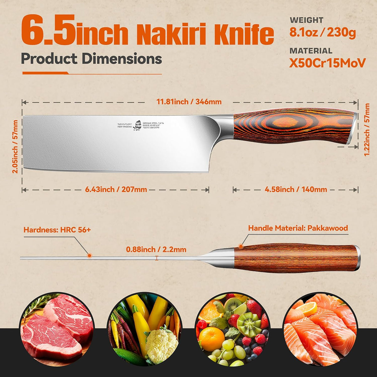 TUO Boning Knife - Razor Sharp Fillet Knife - High Carbon German Stainless Steel Kitchen Cutlery - Pakkawood Handle - Luxurious Gift Box Included - 7 inch - Fiery Phoenix Series - PuriLite