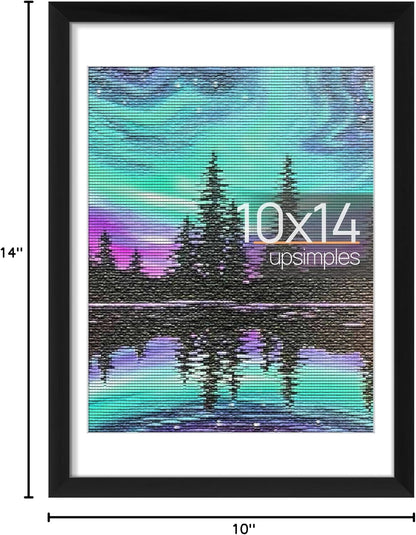 upsimples 11x14 Picture Frame, Display Pictures 8x10 with Mat or 11x14 Without Mat, Wall Hanging Photo Frames, Black - PuriLite
