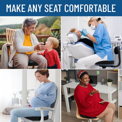 Everlasting Comfort Memory Foam Seat Cushion - Office Chair Cushion for Work, Travel, Car Support Pillow for Driving - Portable Seat for Chairs and Desks - Coussin Chaise - Black - PuriLite