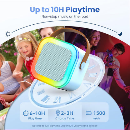 Karaoke Machine for Kids Adults, Portable Bluetooth Mini Karaoke Microphone Singing Speaker Karaoke Player with 2 Wireless Mic Toys for All Smartphones,Birthday, Family,Home Party (Purple) - PuriLite