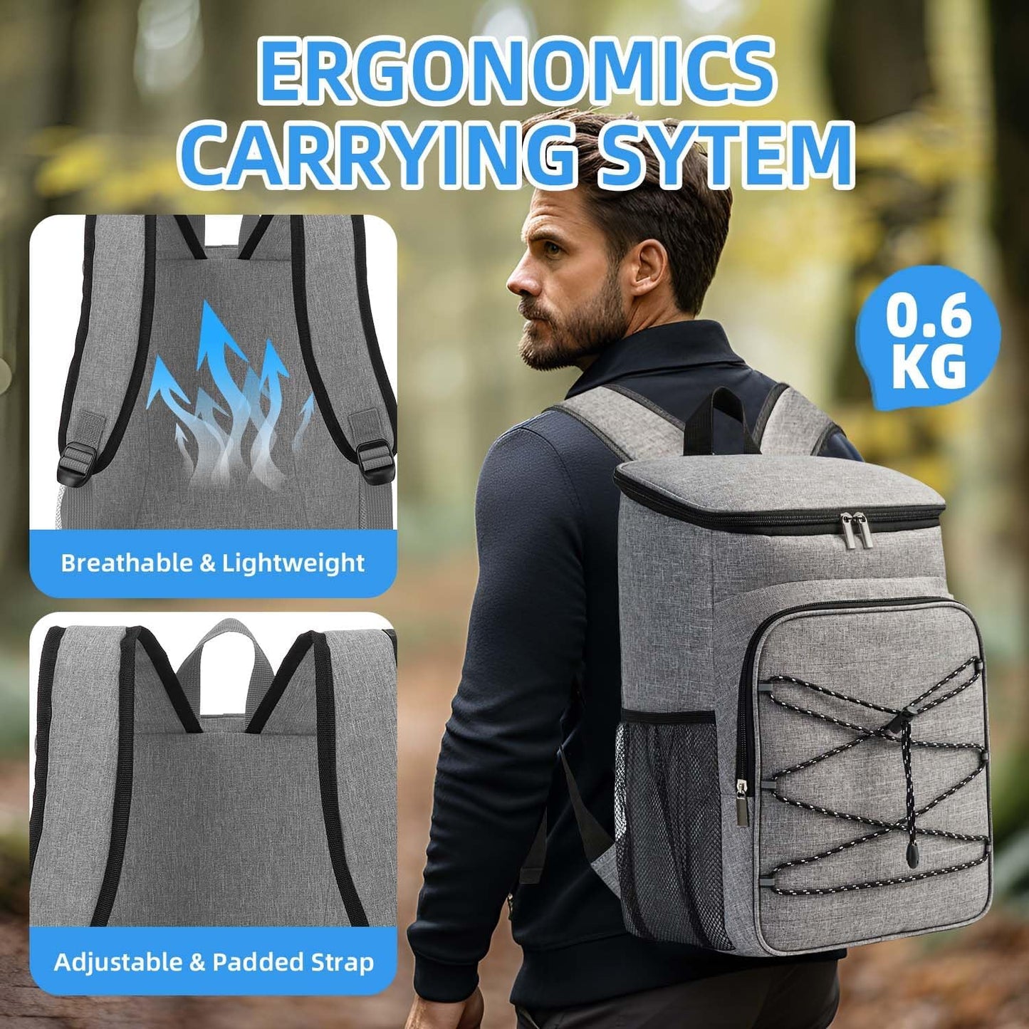 Bagtopia Camping Cooler Backpack 25 Cans, Leak Proof Insulated Thermal Bag, Beach Travel Picnic Lunch Backpack for Men Women - PuriLite
