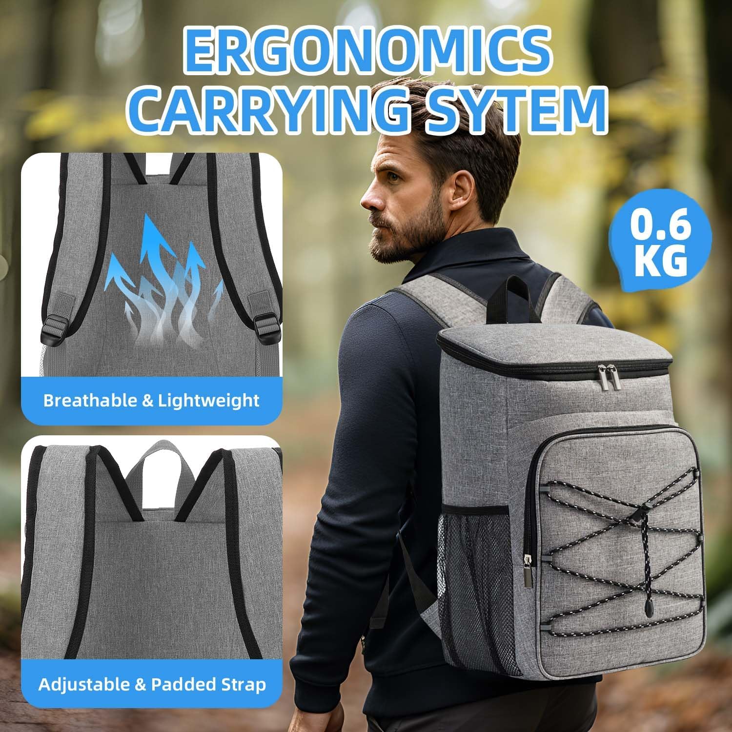 Bagtopia Camping Cooler Backpack 25 Cans, Leak Proof Insulated Thermal Bag, Beach Travel Picnic Lunch Backpack for Men Women - PuriLite