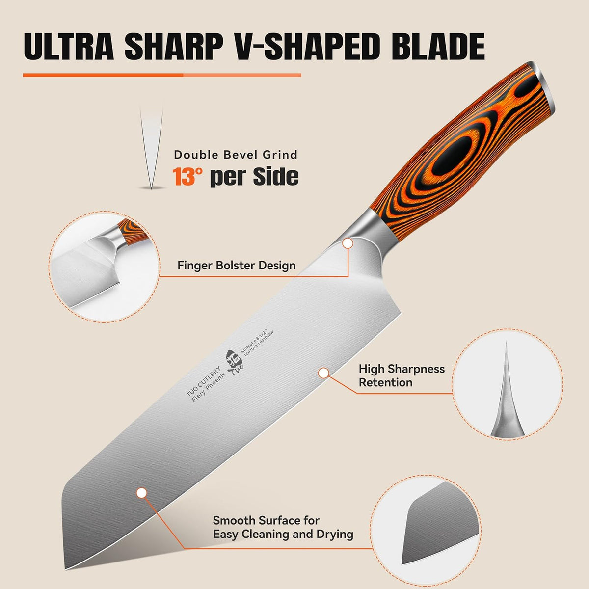 TUO Boning Knife - Razor Sharp Fillet Knife - High Carbon German Stainless Steel Kitchen Cutlery - Pakkawood Handle - Luxurious Gift Box Included - 7 inch - Fiery Phoenix Series - PuriLite