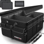 FORTEM Car Trunk Organizer, Collapsible Multi Compartment Car Organizer, Foldable SUV Storage for Car Accessories for Women Men, Non Slip Bottom, Securing Straps, Soft Cover 50L (Black, Standard) - PuriLite
