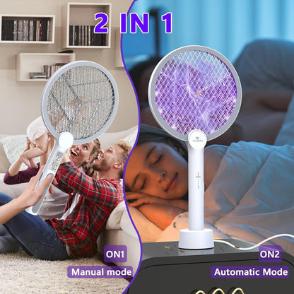 Gooqand Bug Zapper Racket, 2 in 1 Electric Fly Swatte with 3 Layer Safety Mesh, 4000V Fly Zapper with USB Rechargeable, Indoor Outdoor Fly Racket for Bedroom, Kitchen, Camping - PuriLite