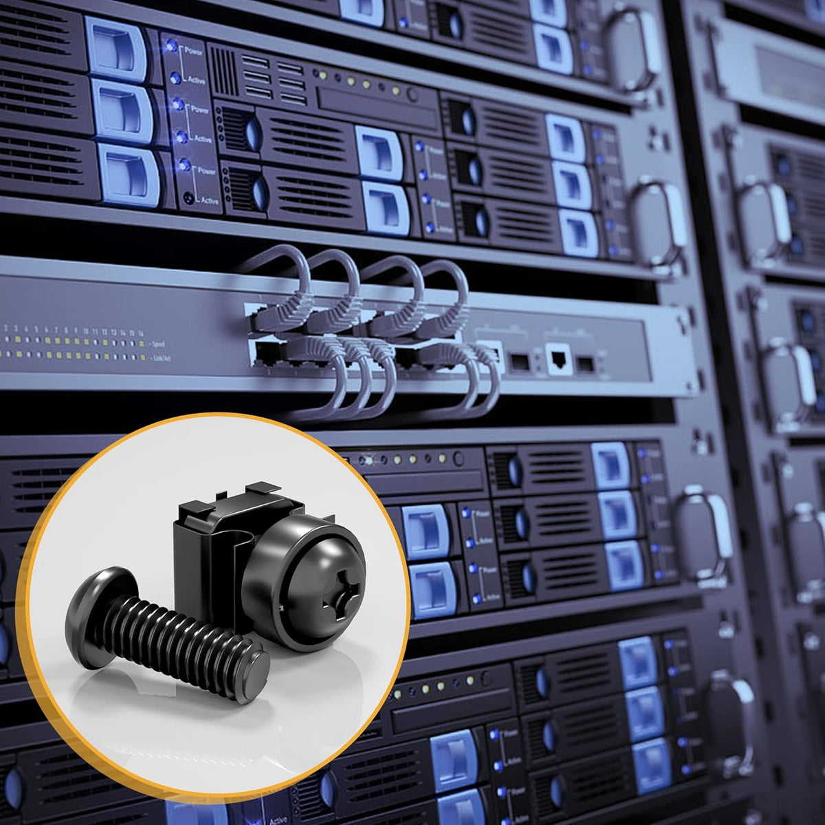 XOOL 50 PCS M6 x16mm Rack Mount Cage Nuts, Screws and Washers for Rack Mount Server Cabinet,Rack Mount Server Shelves,Routers,Rack Mount Screws and Square Insert Nuts,Self-Locking Cable Ties for Free - PuriLite