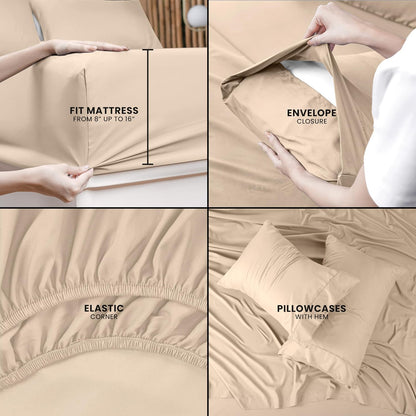 Utopia Bedding Queen Bed Sheet Set - 4 Piece Bedding - Soft Brushed Microfiber Fabric - Shrinkage & Fade Resistant - Easy Care (White) - PuriLite
