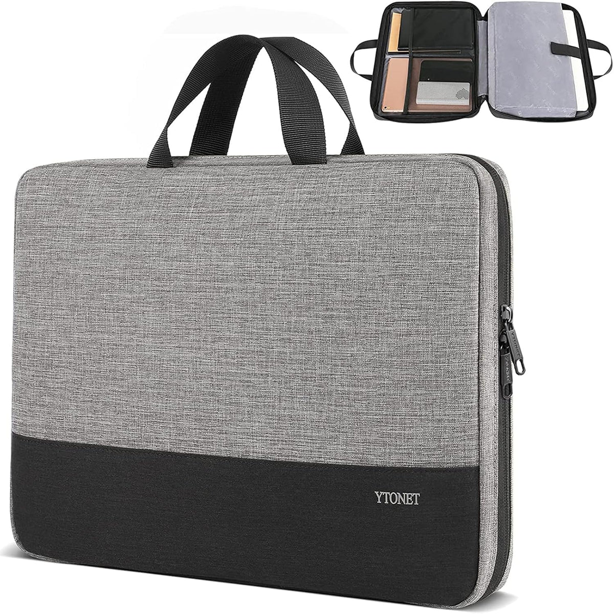 Ytonet Laptop Sleeve, 15.6 inch TSA Laptop Bag Laptop Case Water Resistant Computer Carrying Bag Compatible for Lenovo, HP, Dell, Asus Notebook, Gifts for Men Women, Grey - PuriLite