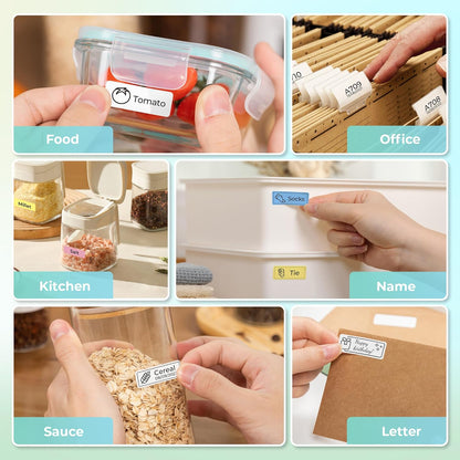 Nelko Label Maker Machine with Tape, P21 Portable Bluetooth Label Printer, Wireless Built-in Cutter Sticker Maker Mini Label Makers with Multiple Templates for School Organizing Office Home, White - PuriLite