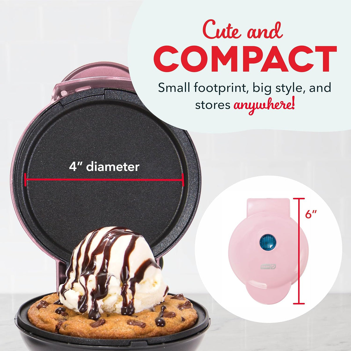 DASH Mini Maker Electric Round Griddle for Individual Pancakes, Cookies, Eggs & Other on The go Breakfast, Lunch & Snacks with Indicator Light + Included Recipe Book - White - PuriLite