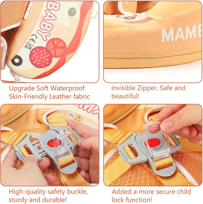 Mambobaby Baby Swim Float with Canopy, Non-Inflatable Solid Baby Float, Upgrade Soft Skin-Friendly Material Infant Swim Float - PuriLite