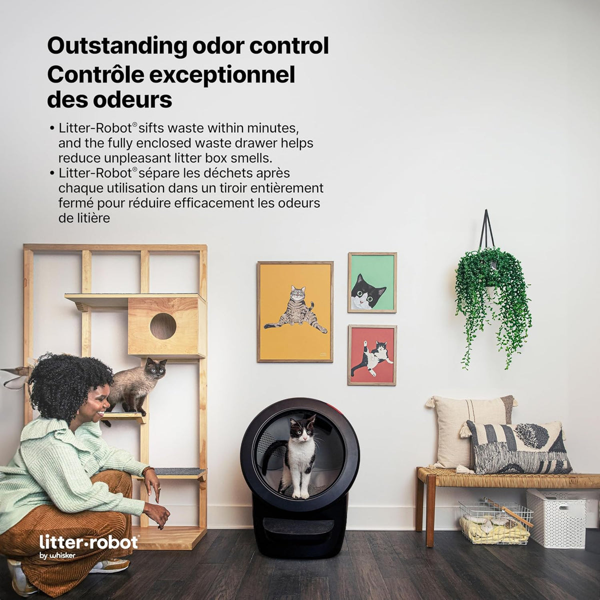 Litter-Robot 4 with Step & Fence by Whisker, White - Automatic, Self-Cleaning Cat Litter Box, Helps Reduce Litter Box Odors, Never Scoop Again, Includes 1 Year of WhiskerCare - PuriLite