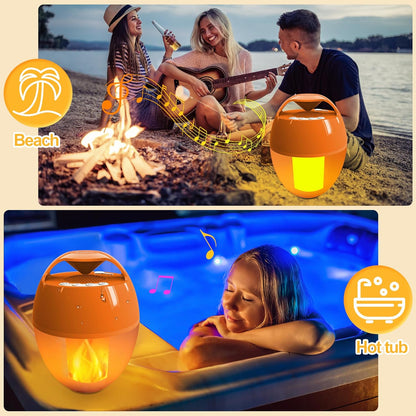 KingSom Bluetooth Pool Speaker, Floating Pool Speakers with LED Flame Light, IP68 Waterproof Hot Tub Speakers,Floating Bluetooth speaker for Pool,Loud Stereo Sound,Hands-Free,24H Playtime pool Speaker - PuriLite