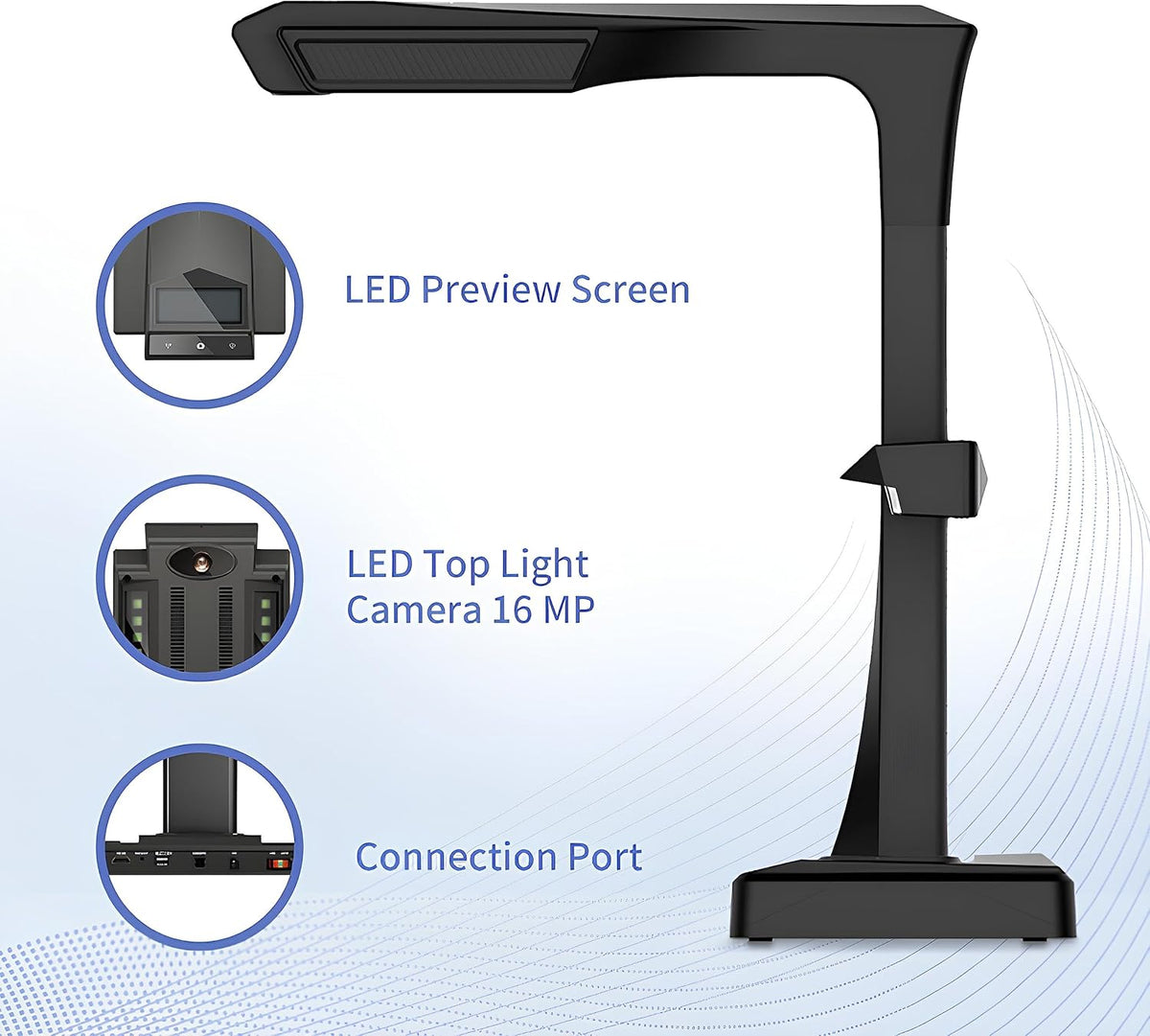 Czur' ET25 Pro Professional Book Scanner, 25MP Document Camera, A3 Overhead Document Scanner, 180+ Languages OCR, Hi-Speed DDR, Support HDMI, USB 2.0, for Windows/MacOS/Linux - PuriLite
