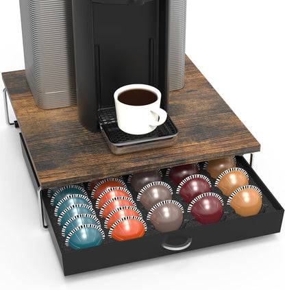 DecoBrothers Vertuo Pod Holder VertuoLine Drawer Storage for Nespresso Coffee Capsules, Crystal Tempered Glass, White - PuriLite