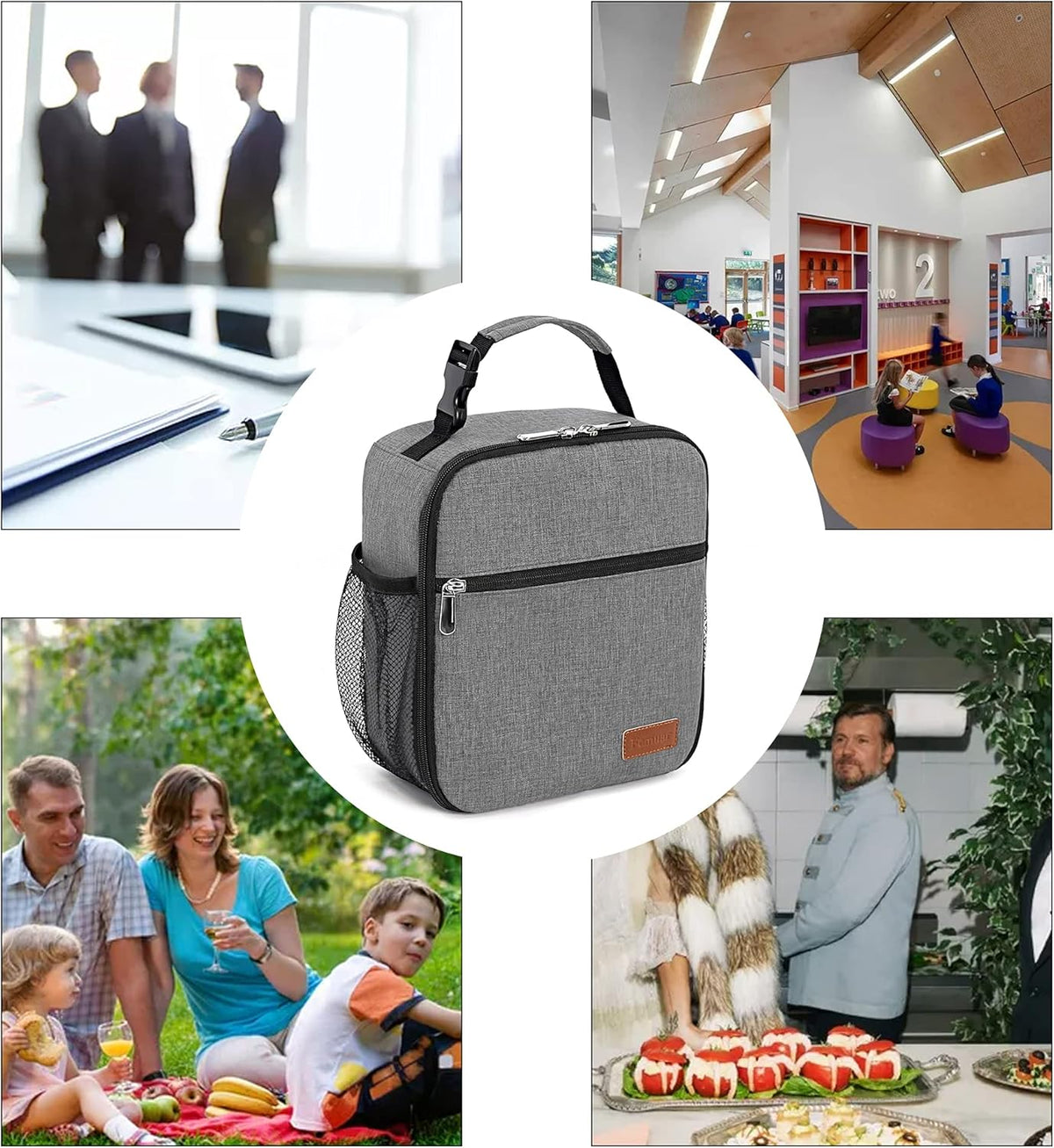 Lunch Box for Men Women Adults Small Lunch Bag for Office Work Picnic - Reusable Portable Lunchbox, Black - PuriLite