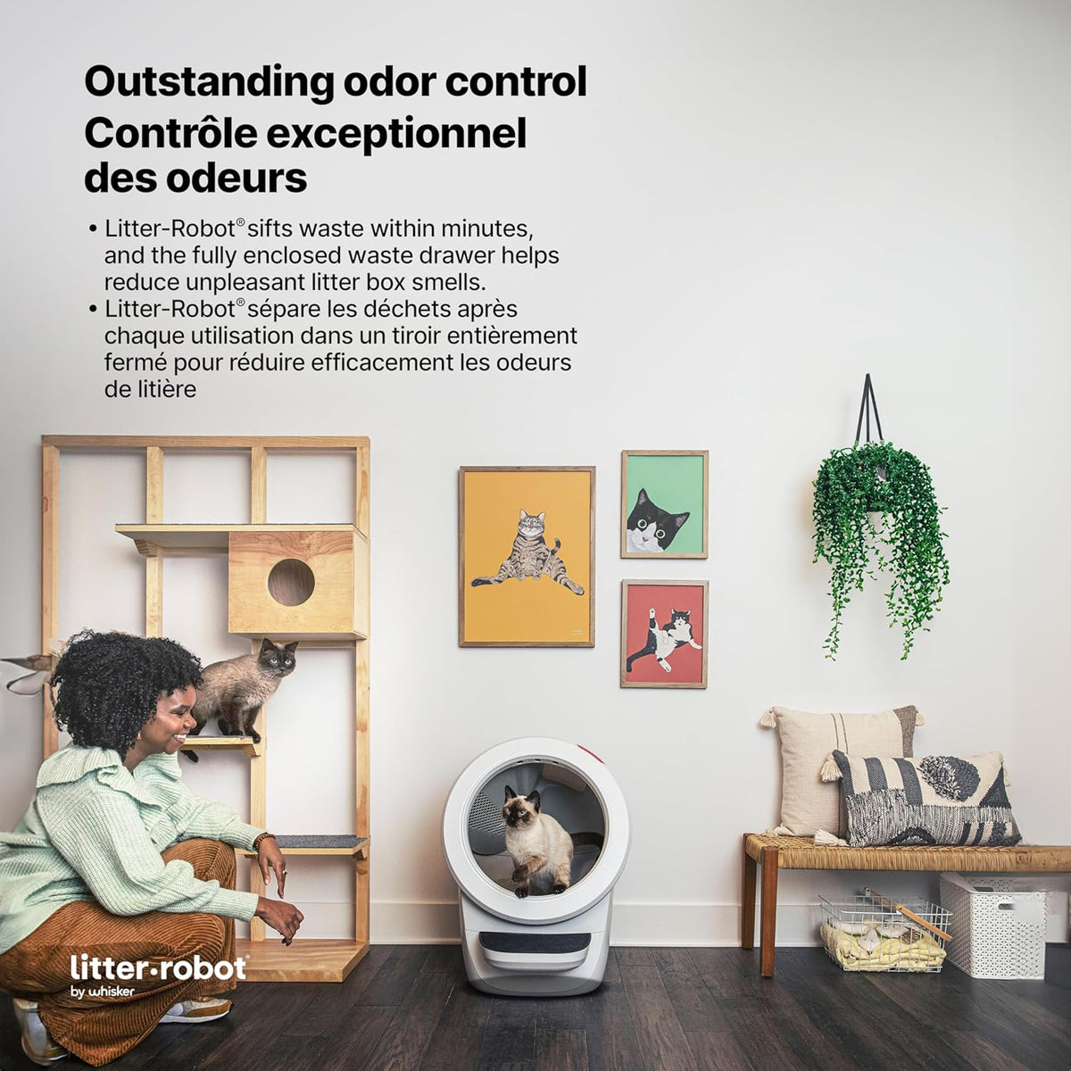 Litter-Robot 4 with Step & Fence by Whisker, White - Automatic, Self-Cleaning Cat Litter Box, Helps Reduce Litter Box Odors, Never Scoop Again, Includes 1 Year of WhiskerCare - PuriLite