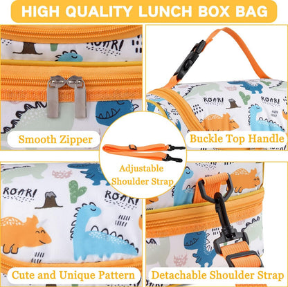 VASCHY Lunch Box Bag Men, Insulated Two Compartments Bento Cooler Bags for Adults/Women/Kids for School,Daycare,Kindergarten,Picnic Black - PuriLite