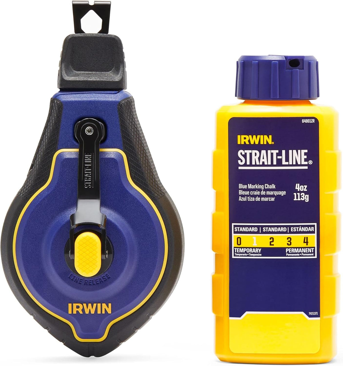 Irwin STRAIT-LINE Chalk Line, Speedline Pro Reel, Blue, 100 ft. (IWHT48443BC) - PuriLite