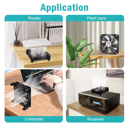 Wathai High Airflow Router Cooling Fan for Computer Cooler TV Small Box DC 5V USB Power 120mm 240mm Fan with Multi Speed Controller - PuriLite