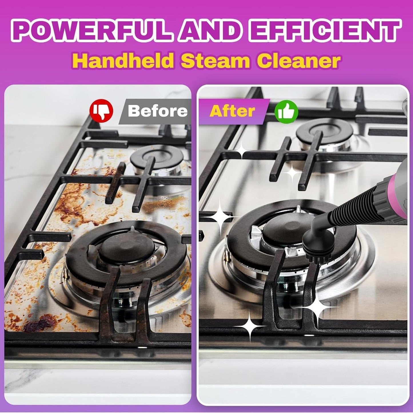 AOTER Pressurized Handheld Steam Cleaner, Portable Steam Cleaner Multipurpose for Home, Multi-Surface Steam Cleaner for Tile, Grout, Windows, Bathroom, Kitchen, Car Cleaning, with 12pcs Accessories - PuriLite