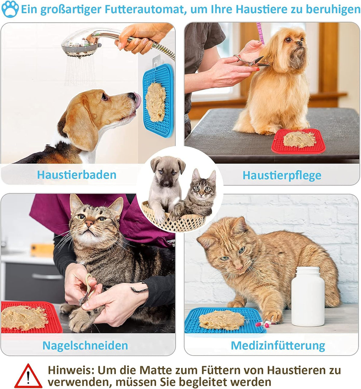 2 Pack Licking Mat for Dogs & Cats with Suction Cups, Dog Slow Feeder Lick Pat for Anxiety Relief, Dog Toys Feeding Mat for Butter Yogurt Peanut, Pets Bathing Grooming Training Mat - PuriLite