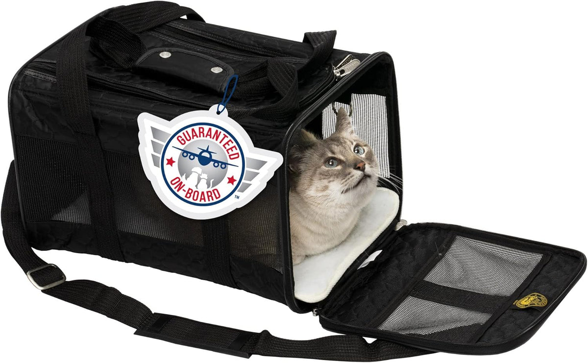 Sherpa Original Deluxe Travel Bag Pet Carrier, Airline Approved & Guaranteed-On-Board - Mesh Panels & Spring Frame, Locking Safety Zippers, Machine Washable Liner - Charcoal Gray, Medium - PuriLite