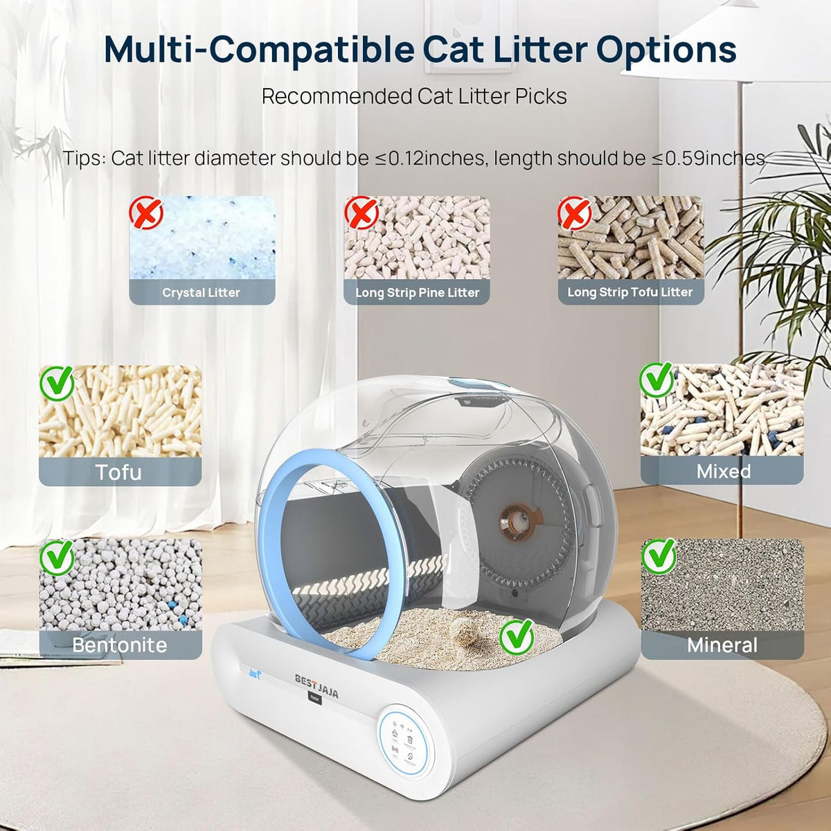 Self Cleaning Litter Box, 2025 Upgraded Automatic Cat Litter Box with Mat & Multiple Cleaning Tools, 68L+9L Large Capacity Litter Box Robot, Suitable for Multiple Cats, APP Control (Blue) - PuriLite