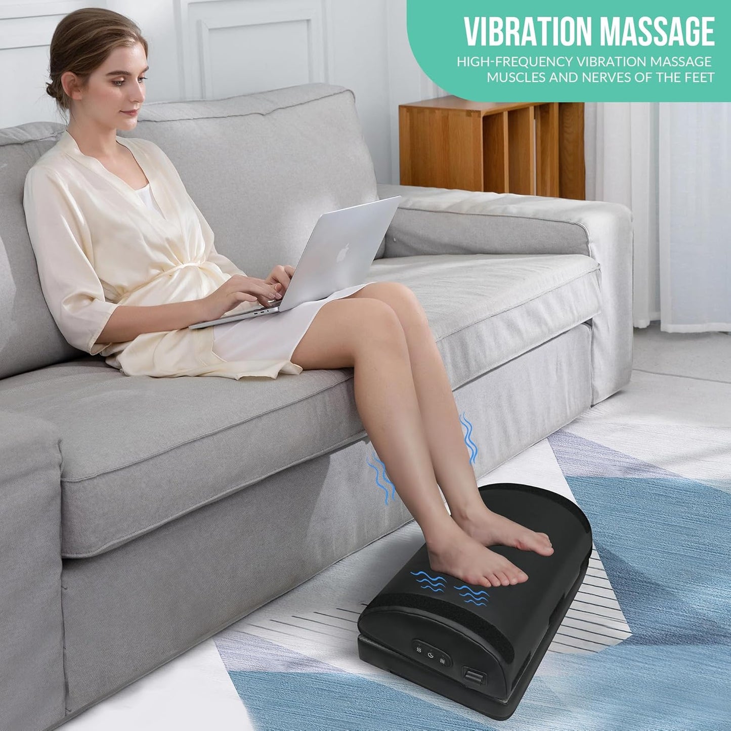 Snailax Foot Rest Under Desk at Work, 2 Heating Levels, 3 Vibrating Massage Modes, Heated Ergonomic Foot Stool with Adjustable Height, Office & Gaming Home Use, Grey - PuriLite