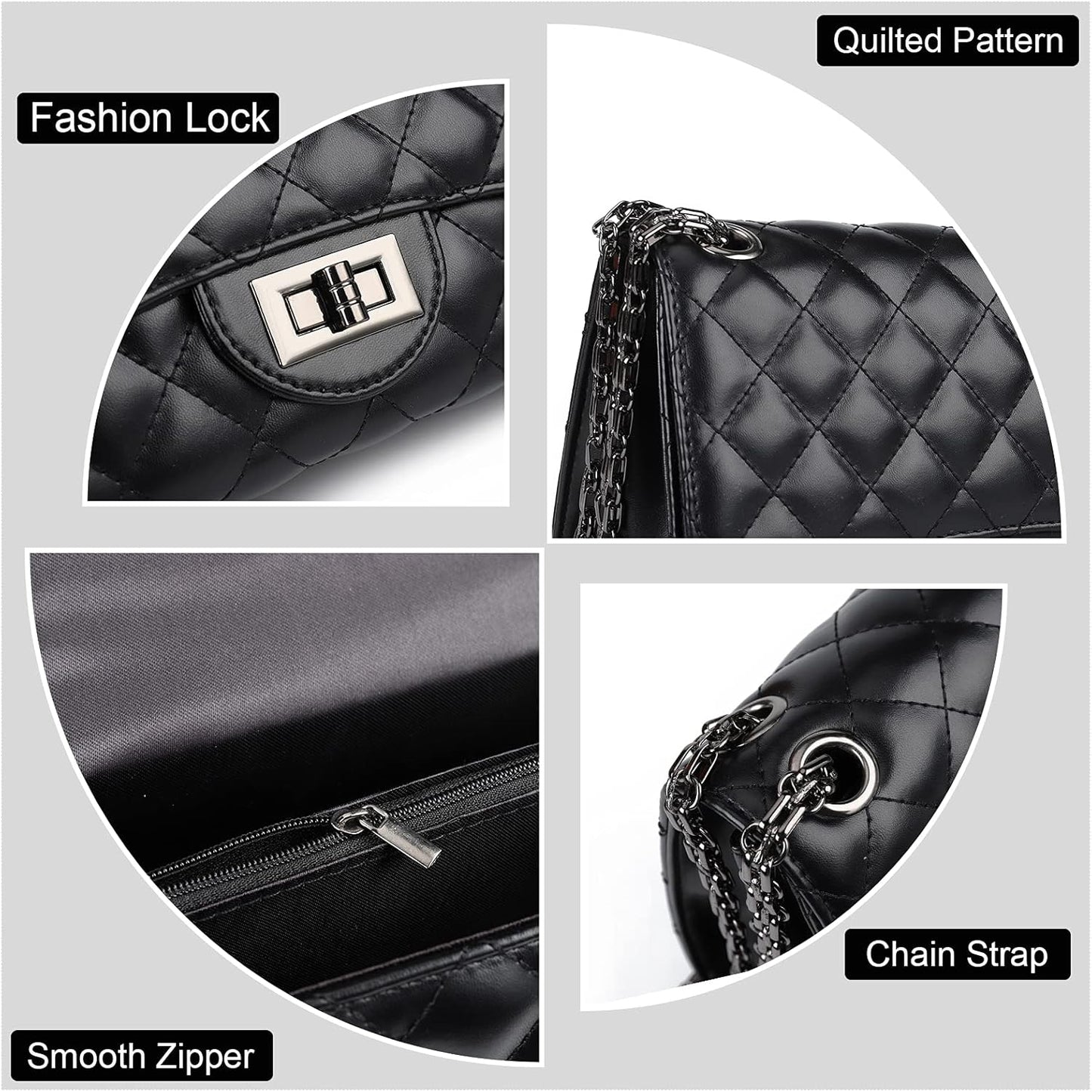 Gladdon Quilted Crossbody Bags for Women Ladies Shoulder Purses with Chain Strap Stylish Clutch Purse,Medium - PuriLite