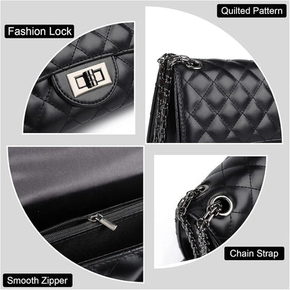 Gladdon Quilted Crossbody Bags for Women Ladies Shoulder Purses with Chain Strap Stylish Clutch Purse,Medium - PuriLite