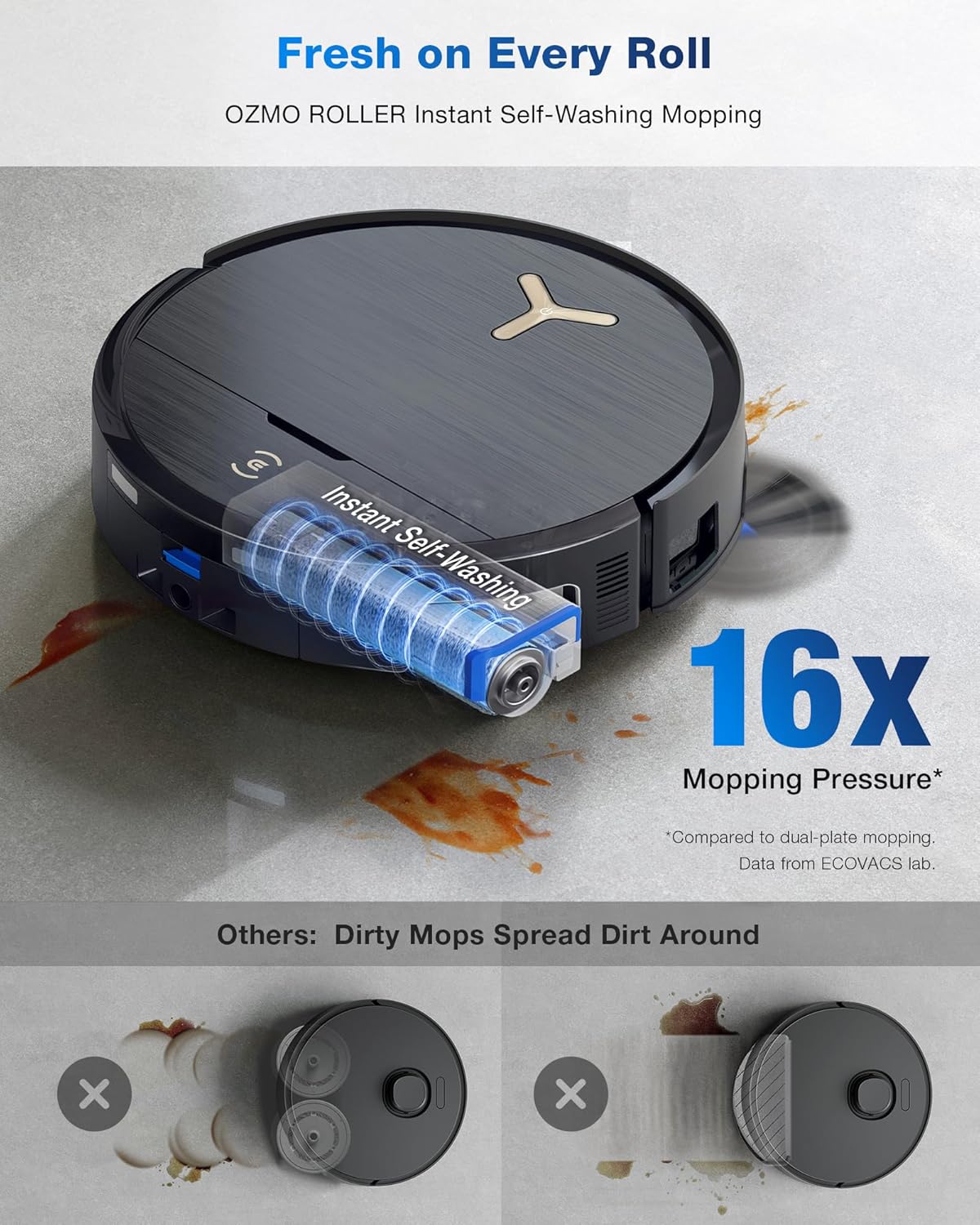 ECOVACS DEEBOT X9 PRO OMNI Robot Vacuum and Mop, BLAST™ 16,600Pa Suction, OZMO ROLLER Instant Self-Washing Mopping, ZeroTangle™ 3.0, Triple Lift System, AI Smart Navigation, Hands-Free OMNI Station - PuriLite
