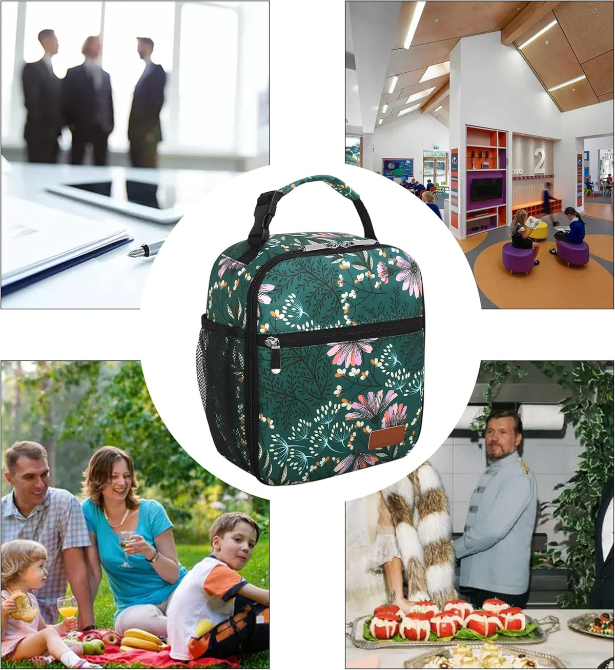 Lunch Box for Men Women Adults Small Lunch Bag for Office Work Picnic - Reusable Portable Lunchbox, Black - PuriLite