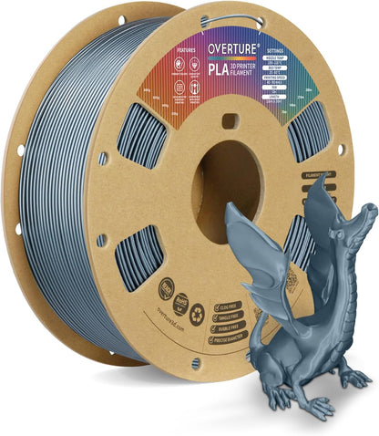 OVERTURE PLA Filament 1.75mm PLA 3D Printer Filament, 1kg Cardboard Spool (2.2lbs), Dimensional Accuracy +/- 0.02mm, Fit Most FDM Printer (Black 1-Pack) - PuriLite